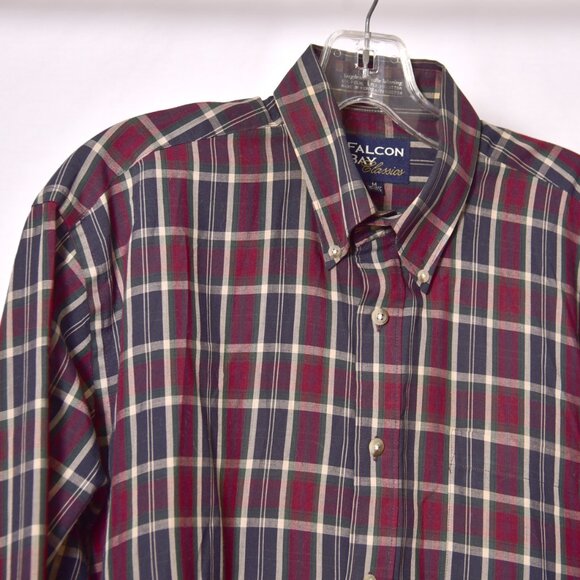Falcon Bay Classics Men's Long Sleeve Red and Green Plaid Button Up Shirt Size M - Picture 2 of 7